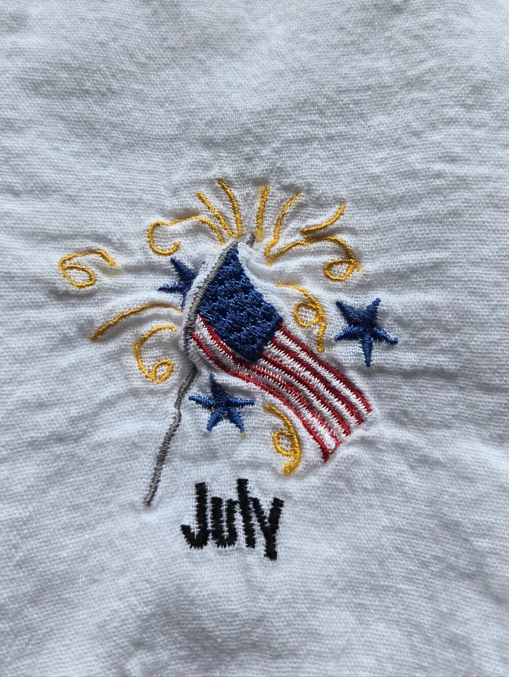 White Embroidered Months Hand Towels
